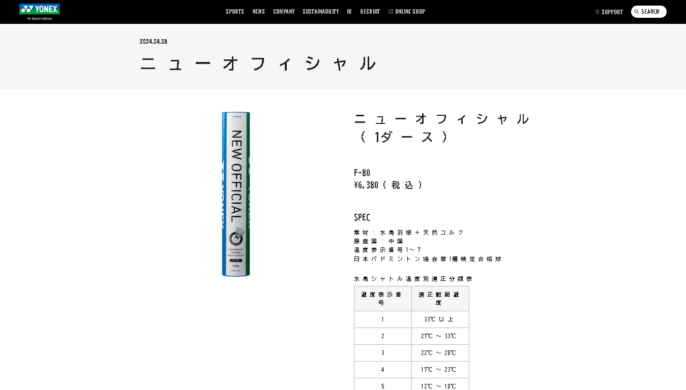 YONEX ニューオフィシャル 1ダース 第1種検定合格球
