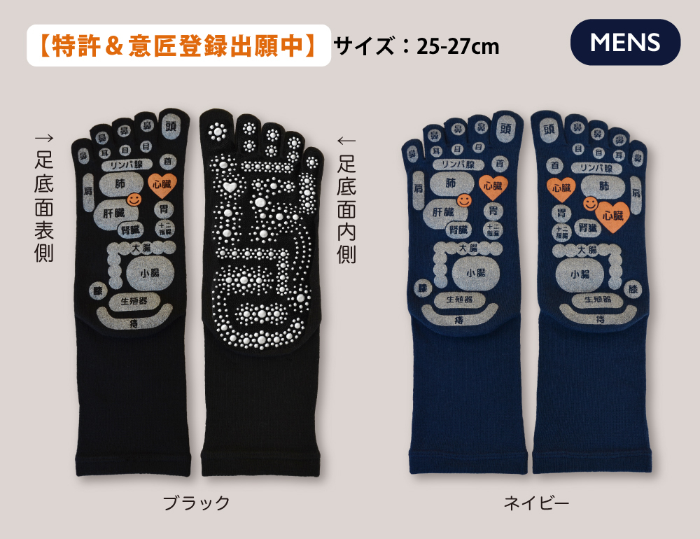 TSUBOレシピPLUS 両面足つぼ5本指ソックス 三笠 メンズ レディース