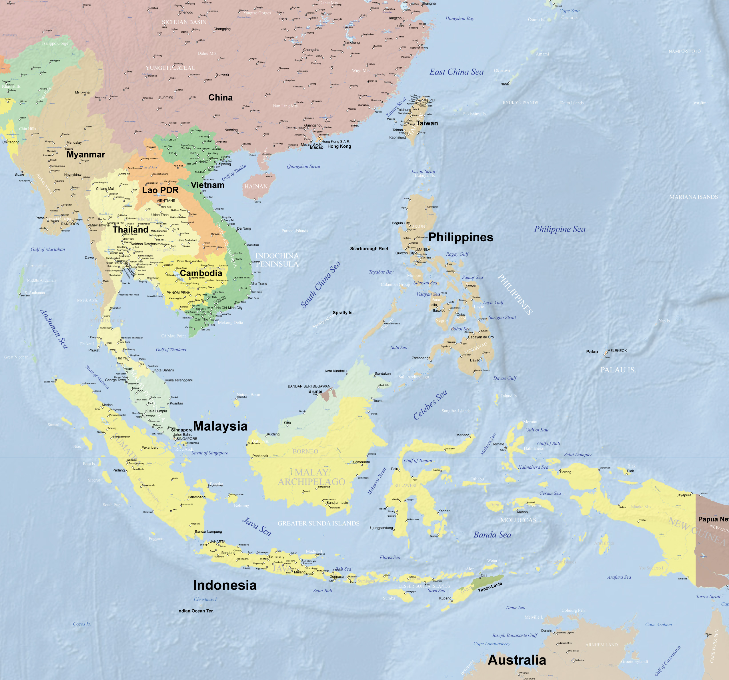 世界地図 東南アジア