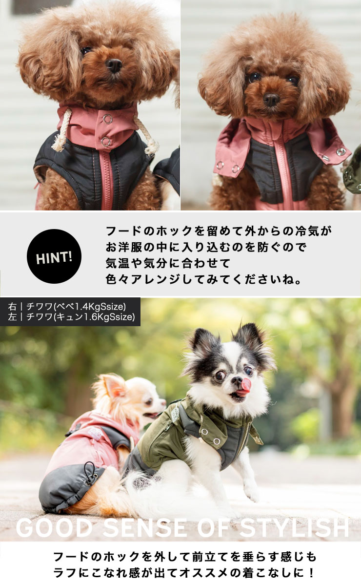 福袋対象】犬 服 ラディカ パーカー ロゴ バイカラー 中綿 ジップ