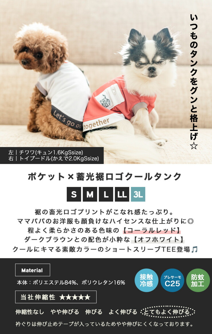 【まとめ買い対象】犬 服 接触冷感 虫よけ ラディカ ポケット × 蓄光 裾ロゴ クール タンク ドッグウエア プレサーモC25 防蚊 水着素材 メール便可｜radica｜19