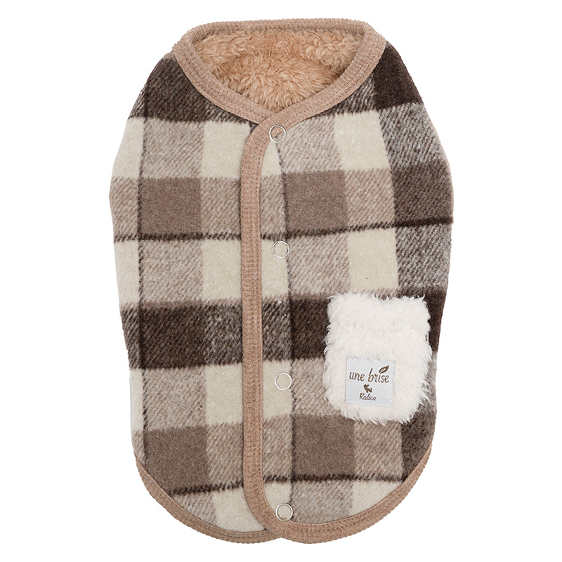 RADICA（ラディカ） 犬 服 チェックベスト 背中開き ドッグウェア ボア