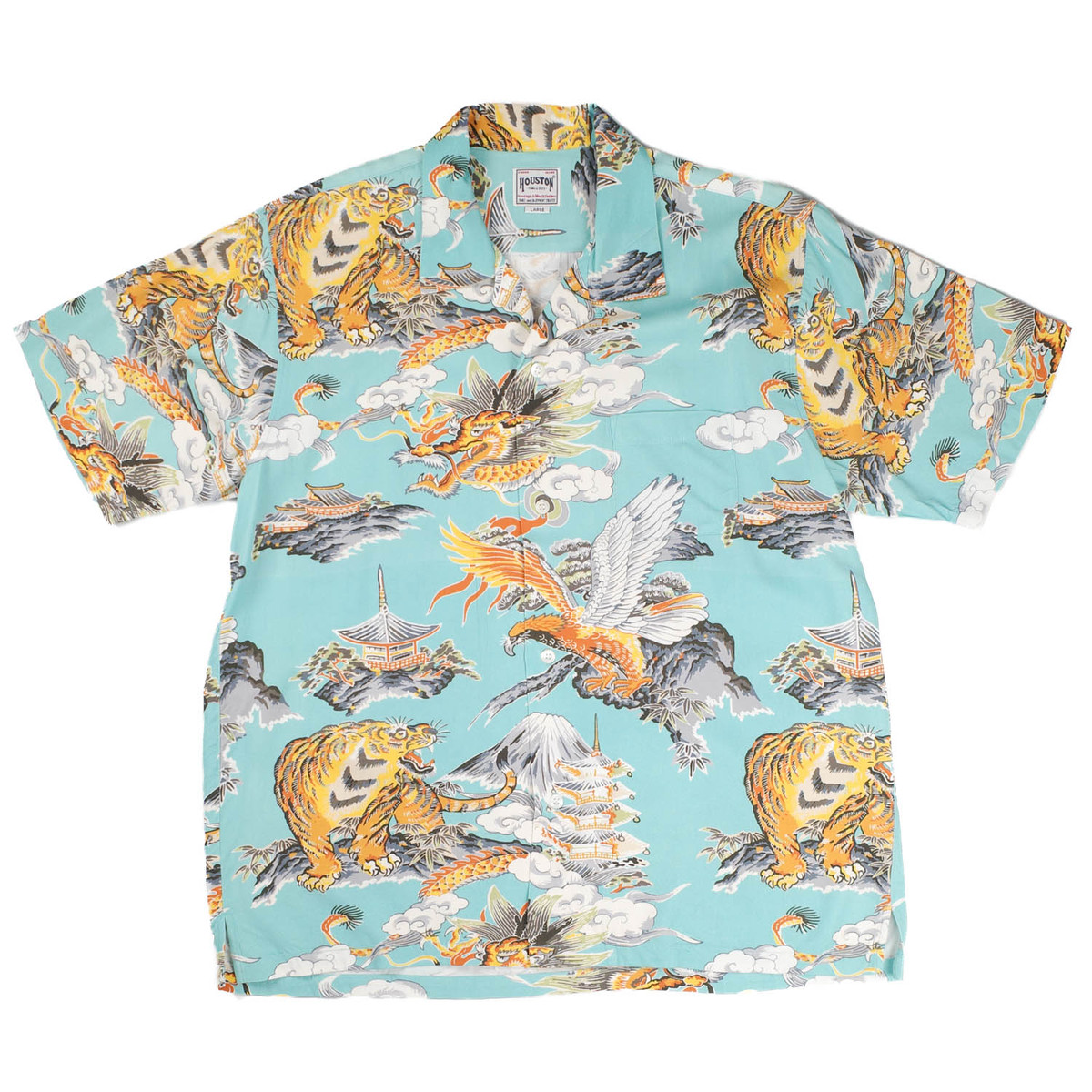 【UT207】 HOUSTON ヒューストン 三つ巴 ALOHA SHIRT 41265 アロハ シャツ | HOUSTON
