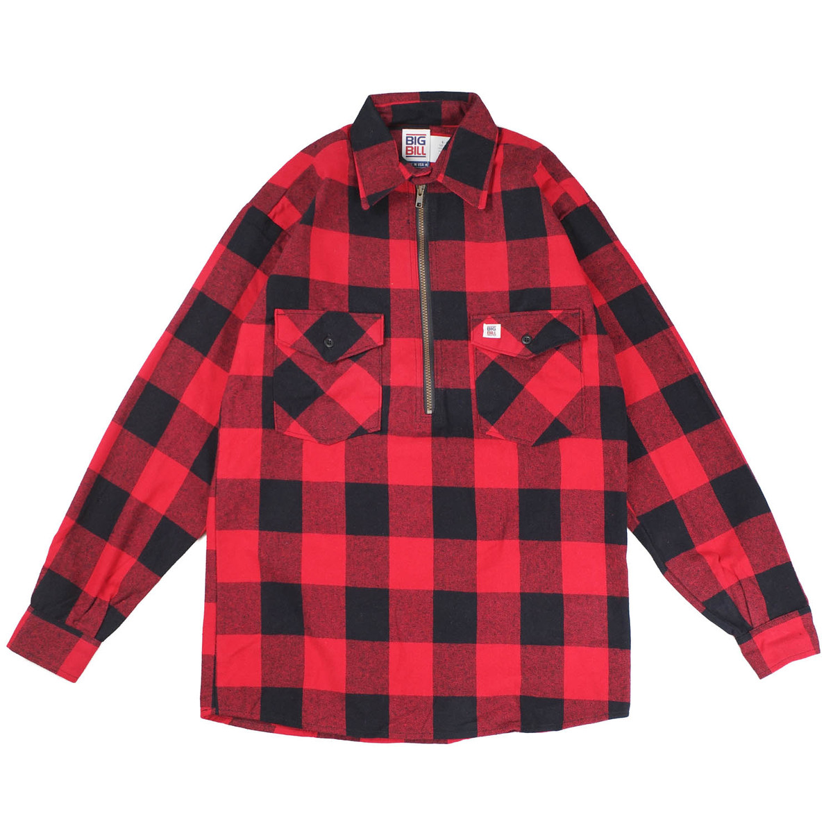 【T18】 BIG BILL ビッグビル　PREMIUM FLANNEL WORK SHIRT WITH ZIPPER　プレミアム　フランネル　ワークシャツ　ジッパー | BIG BILL