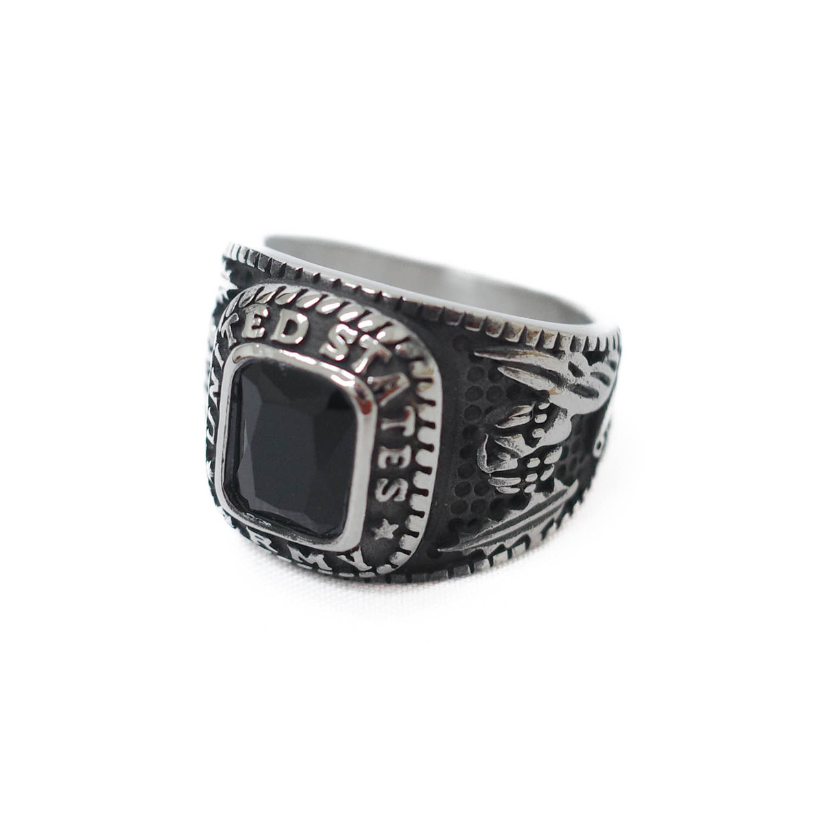 【UT205】 U.S. ARMY United States Army Military Stainless Steel Men’s Ring with Black Stone      MCR3069