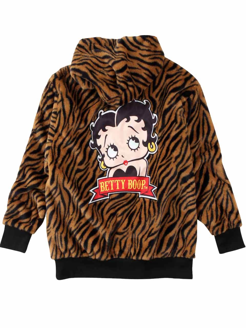 ボアパーカー 大きいサイズ メンズ BETTY BOOP ガール ゼブラ