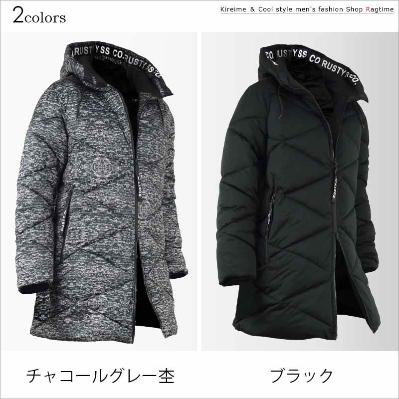 中綿ジャケット ロング 大きいサイズ メンズ ボリューム 冬アウター RUSTY フードジャケット C051006-04 中綿ジャケット ロング 大きいサイズ メンズ ボリューム 冬アウター