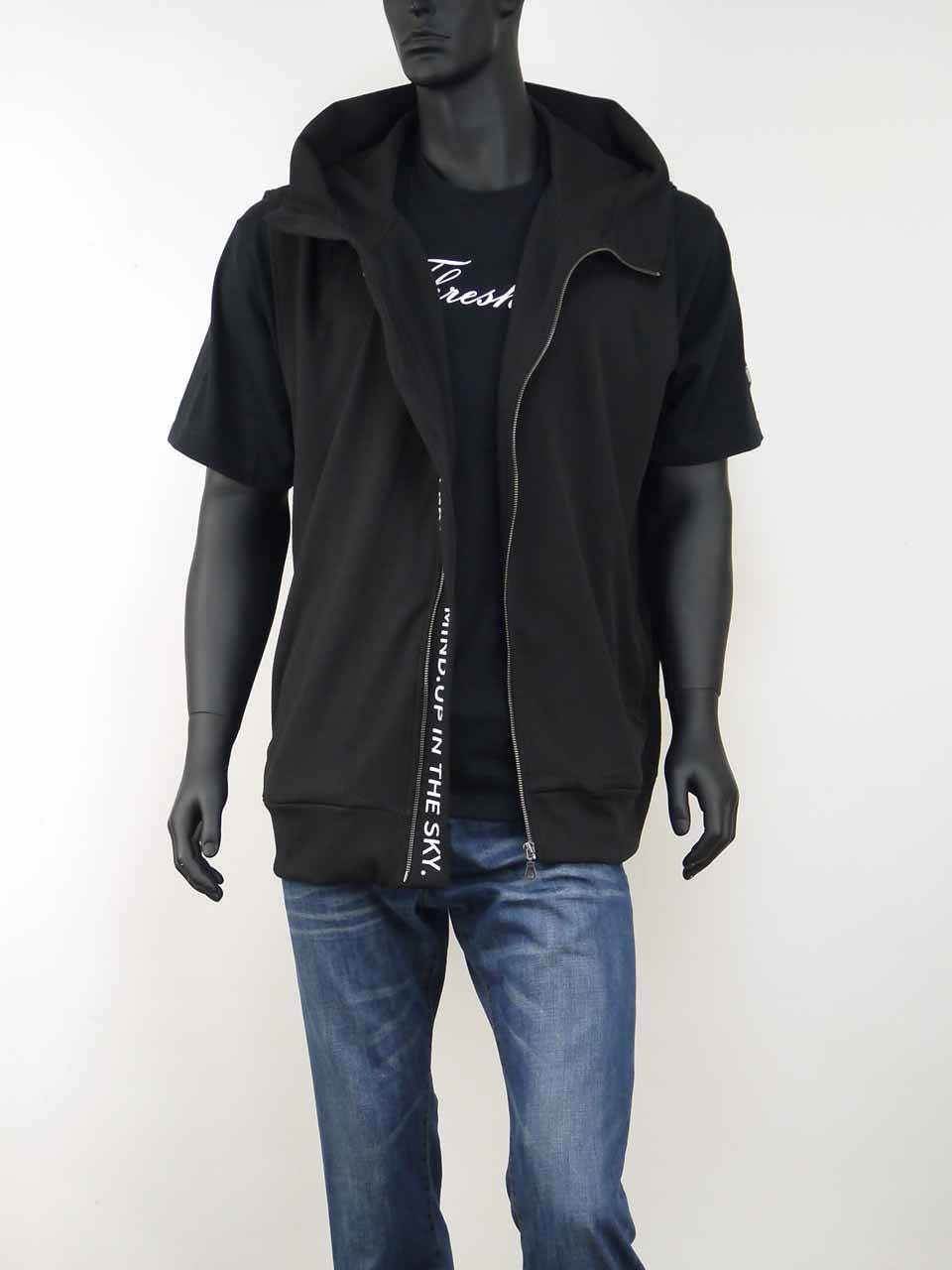 ノースリーブパーカー Tシャツ 大きいサイズ メンズ アンサンブル 2枚