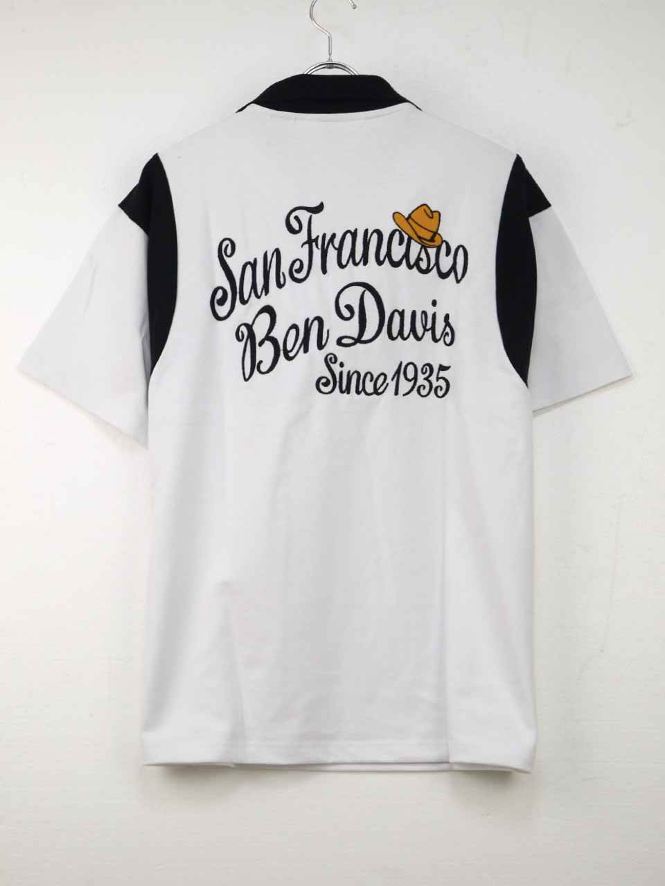 【ビッグサイズ】ベンデイビス ボーリングシャツ ホワイト&ブラック XLサイズ 大きいサイズ メンズ BEN DAVIS ジャージー ボウリング コットン 半袖