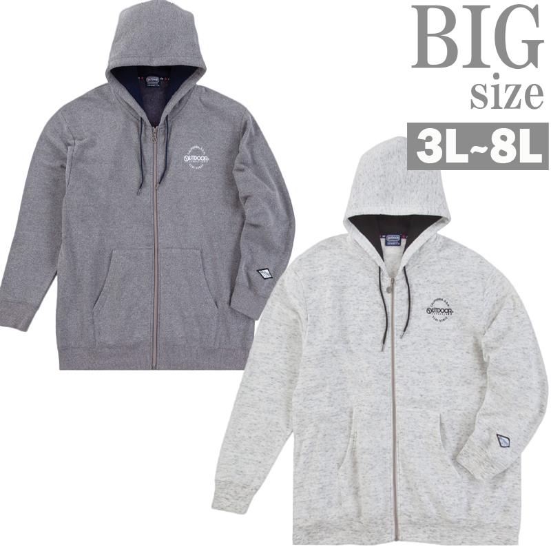 ジップパーカー 大きいサイズ メンズ 裏起毛 アウトドア OUTDOOR スウェットパーカ C061112-02 ジップパーカー 大きいサイズ メンズ 裏起毛 アウトドア OUTDOOR