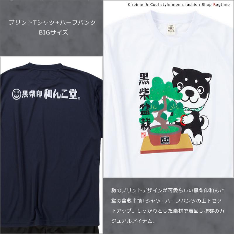 Tシャツ ハーフパンツ 上下 セットアップ 大きいサイズ メンズ 黒柴印