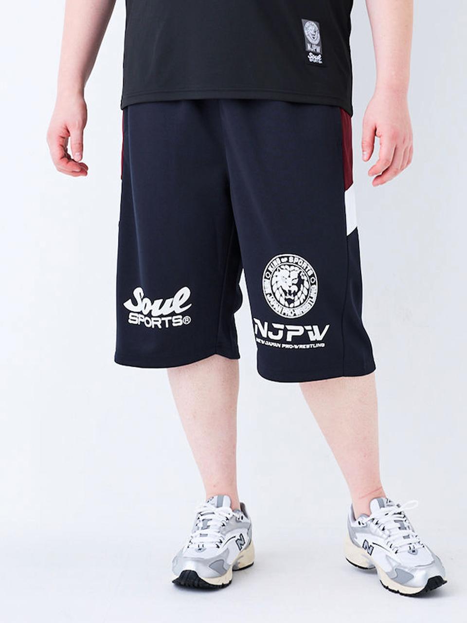 ジャージ ハーフパンツ 大きいサイズ メンズ 新日本プロレス SOUL SPORTS ストレッチ C070417-08 ジャージ ハーフパンツ 大きいサイズ メンズ 新日本プロレス SOUL