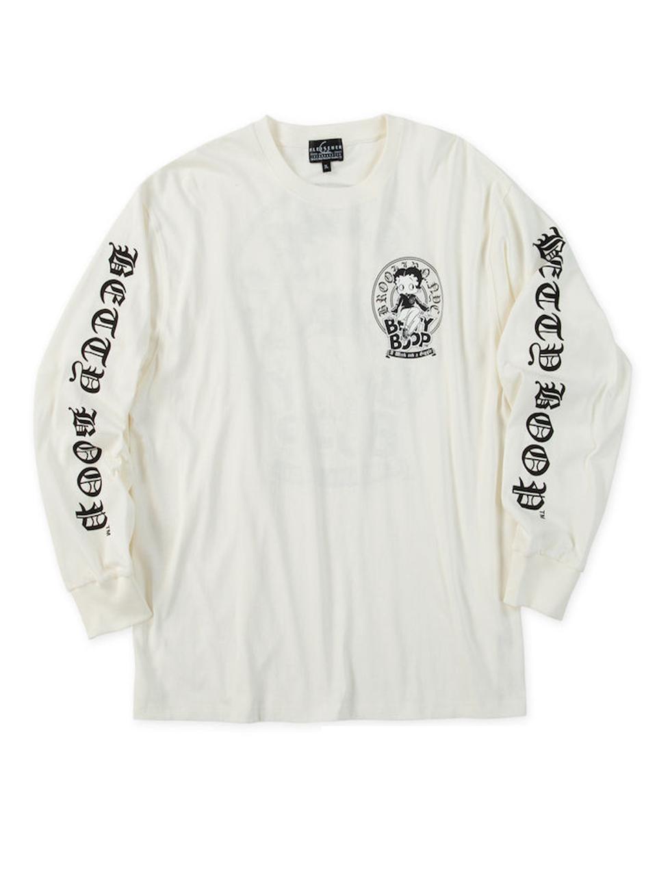 BOOTJUNK ベティブープ プリント 長袖 ロンT ホワイト XL 長袖Tシャツ BETTY BOOP ベティブープ 大きいサイズ メンズ ロンT
