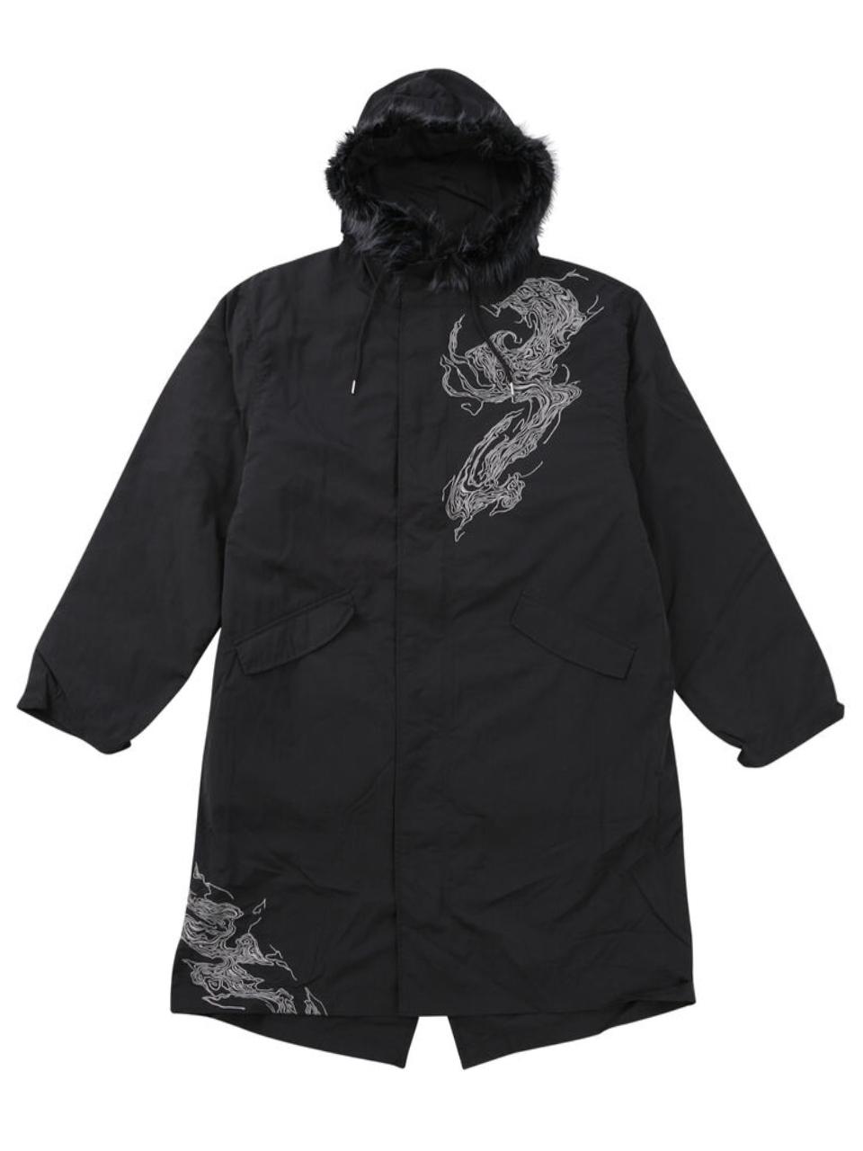 モッズコート 大きいサイズ メンズ DAKU カラス 刺繍 フードファー