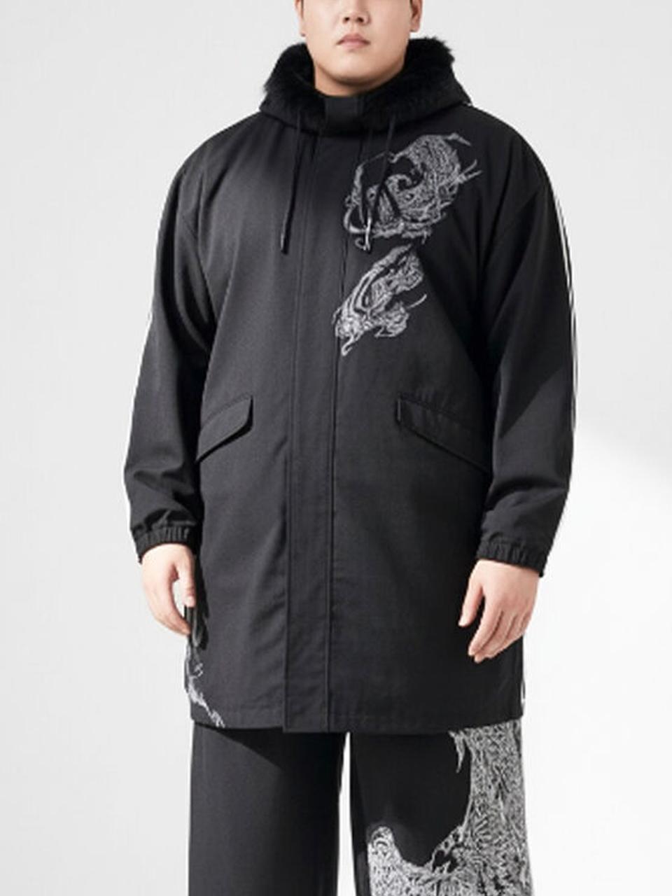 モッズコート 大きいサイズ メンズ DAKU カラス 刺繍 フードファー