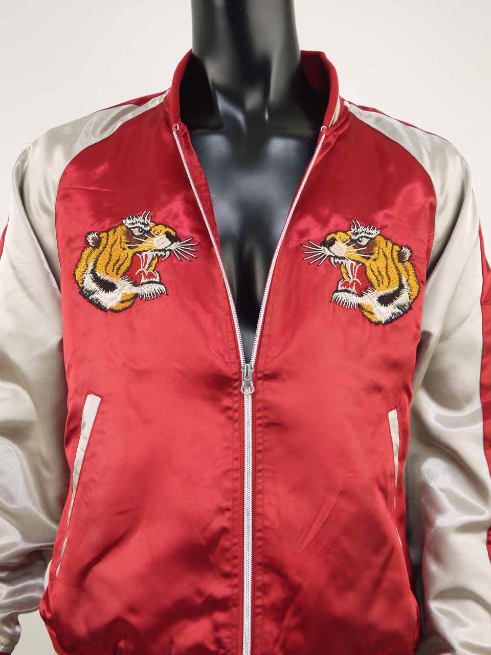 スカジャン メンズ サテンスカジャン トラ 虎 タイガー 刺繍 ジャパン