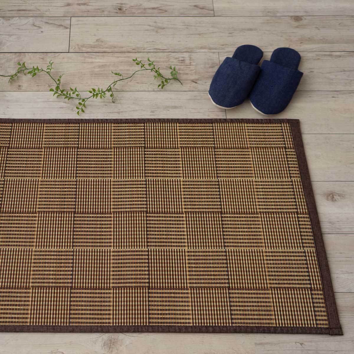 玄関マット 夏用 60x90cm 竹 ラグマット ひんやり 涼感 和 アジアン