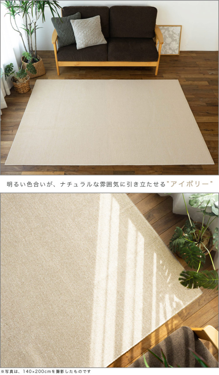 除菌 抗菌 シンプル 無地 カーペット 200×250 フリーカット 手洗い可