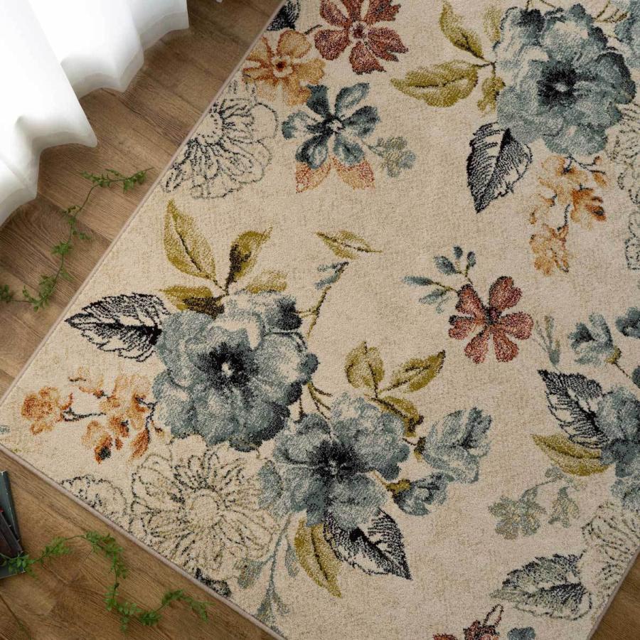 ラグマット 3畳 高級感 のある 花 柄 ラグ 200×250 cm ベルギー絨毯 カーペット おしゃれ じゅうたん ボタニカル 送料無料