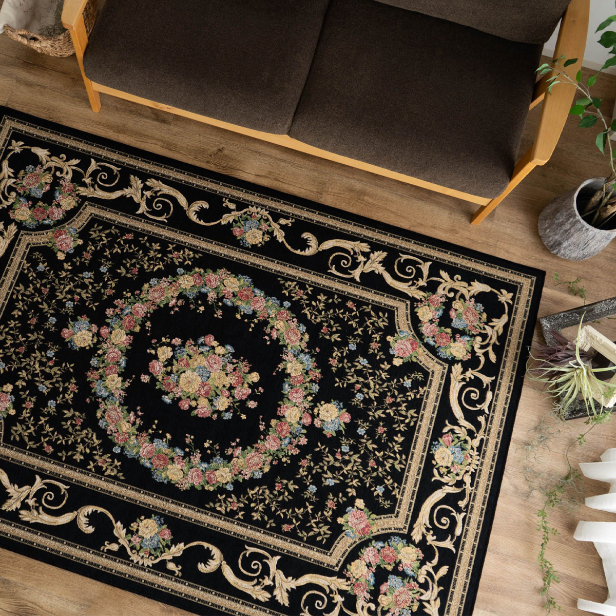 ラグ 3畳 カーペット ゴブラン織 ベルギー 絨毯 200ｘ250 おしゃれ 花