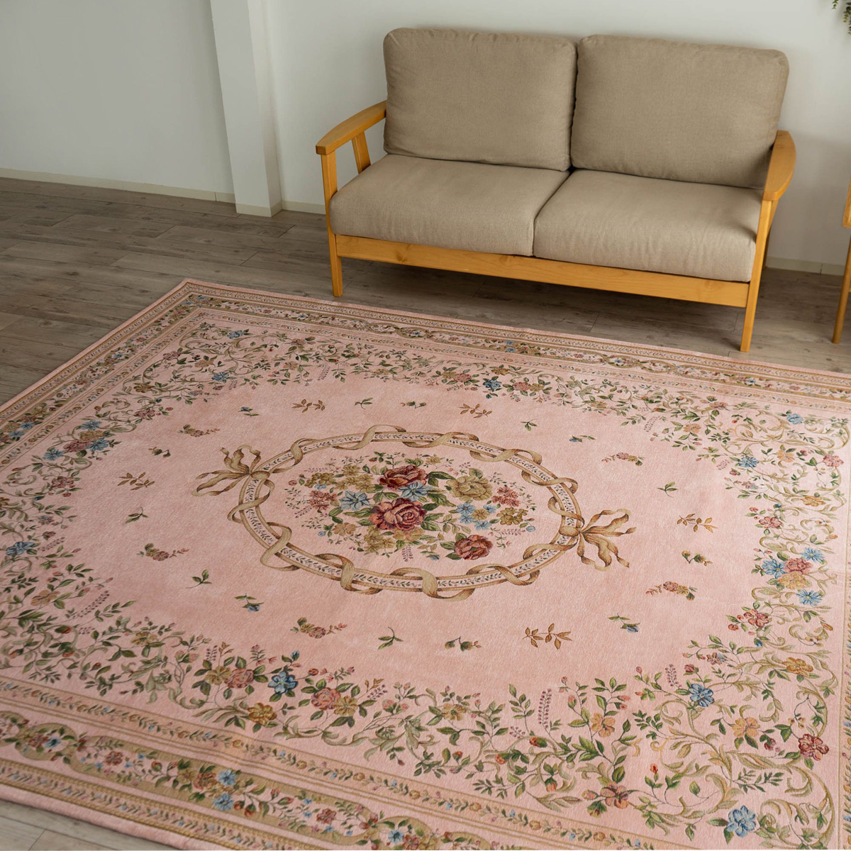 ラグマット ゴブラン織り ラグ カーペット 約 2畳 用 200×200 絨毯 ピンク グリーン じゅうたん 送料無料
