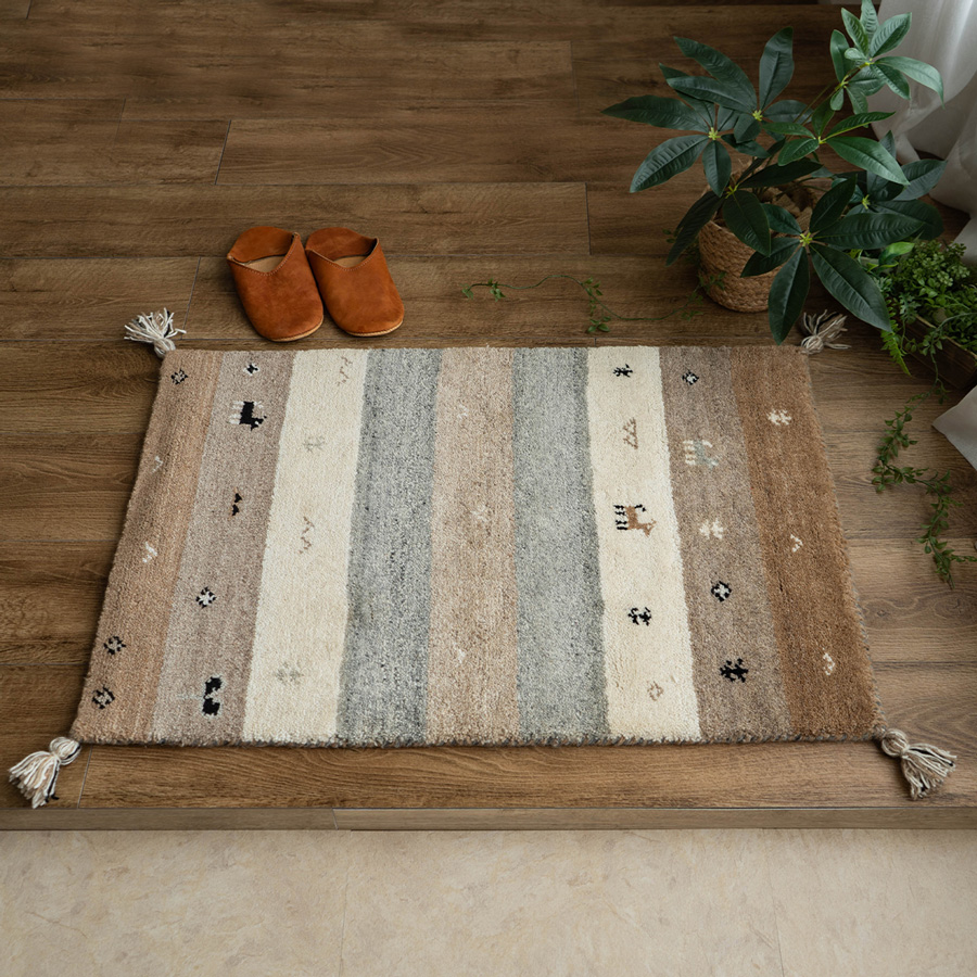 サヤンサヤン 玄関マット ギャベ ギャッベ 45x75 室内 屋内 おしゃれ