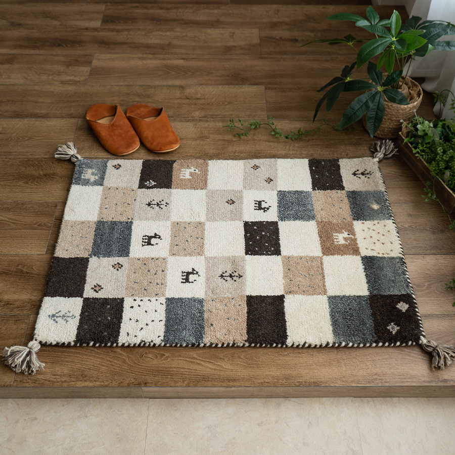サヤンサヤン 玄関マット ギャベ ギャッベ 45x75 室内 屋内 おしゃれ