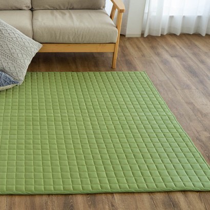 ラグ 洗える 約 1.5 畳 130×190 キルト グリーン 北欧 カーペット 絨毯