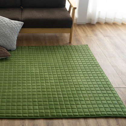 ラグ 洗える 約 1.5 畳 130×190 キルト グリーン 北欧 カーペット 絨毯
