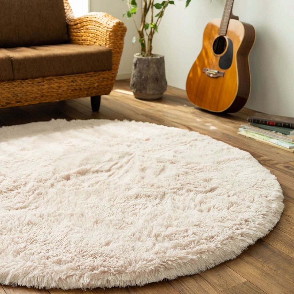 ラグ 円形 直径 ホワイト 190 絨毯 丸型 ラグマット 190cm 洗える 北欧 シャギー サークル サラサラ ムーティ2 ふわふわ