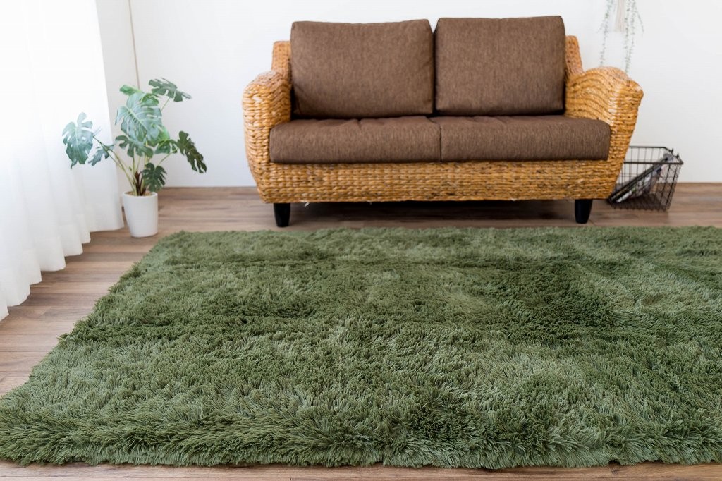 ラグ  洗える 絨毯 リビング 130×190 1.5畳 ラグマット グリーン 緑 じゅうたん シャギーラグ 長方形 送料無料 カーペット｜ragmatst｜02