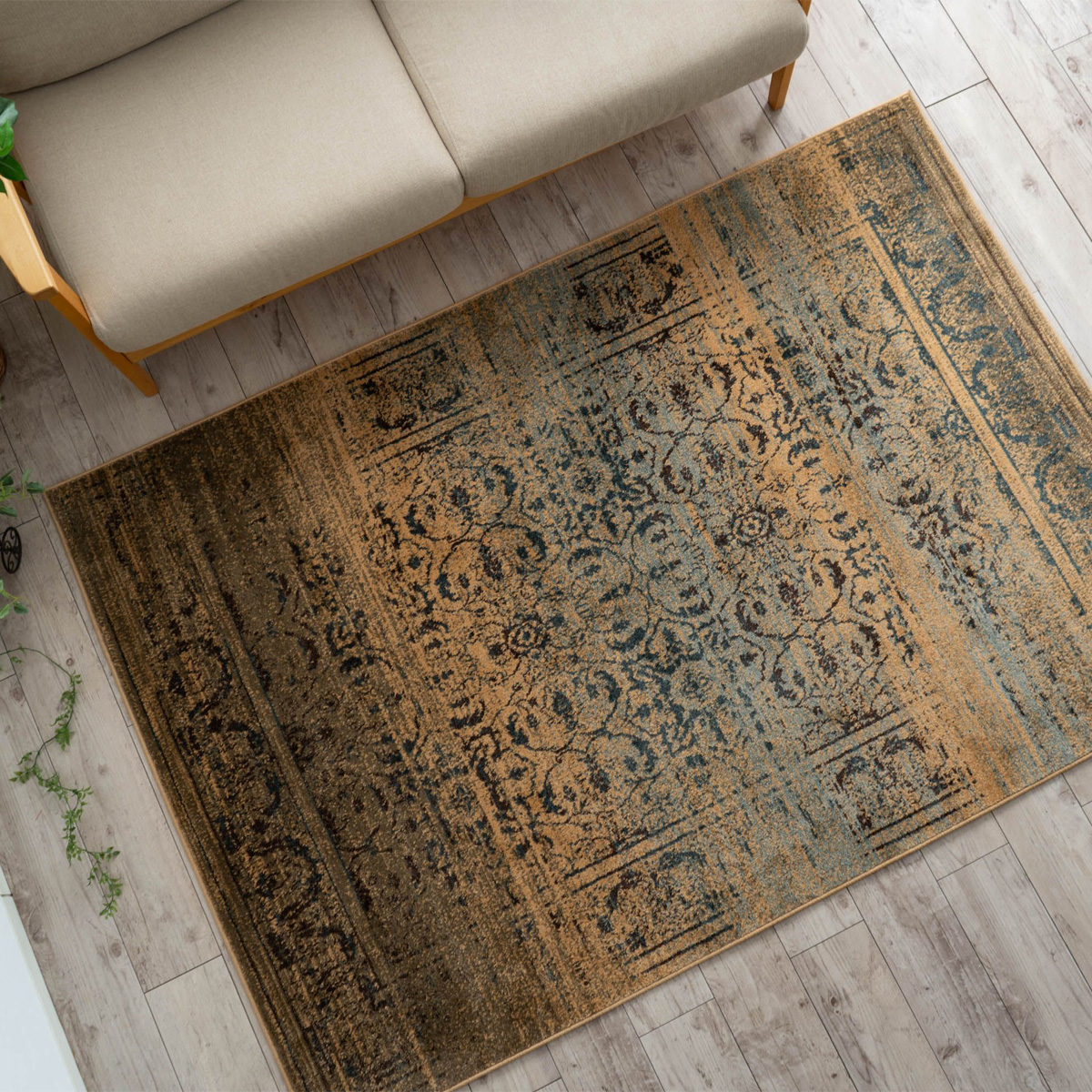 ラグ 2畳 絨毯 アンティーク 風 200×200 クラッシック 柄 ラグマット