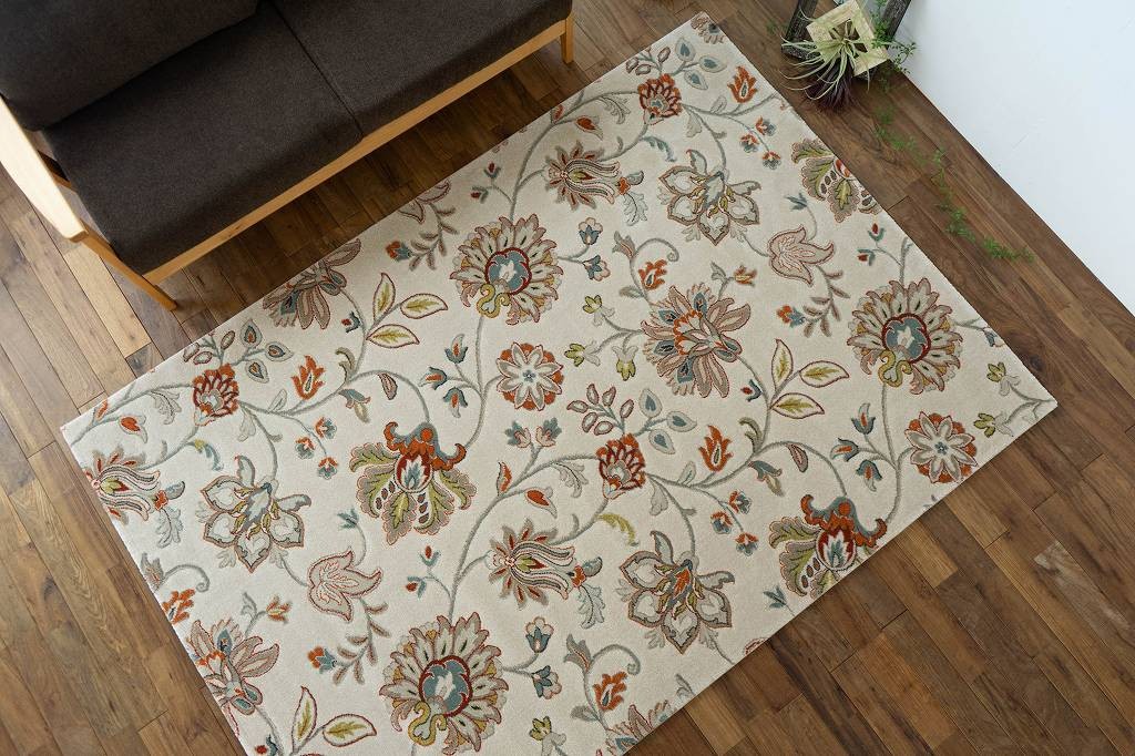 じゅうたん 6畳 用 花柄 絨毯 高密度32万ノット 240×340 おしゃれ ラグ ベルギー製 送料無料 絨毯 厚手