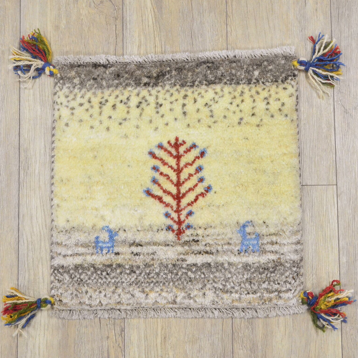 ギャッベ ギャベ 座布団 ペルシャ イラン 約 40x40cm 手織り チェアマット 小さめ 玄関マット おしゃれ 絨毯 天然素材 ウール