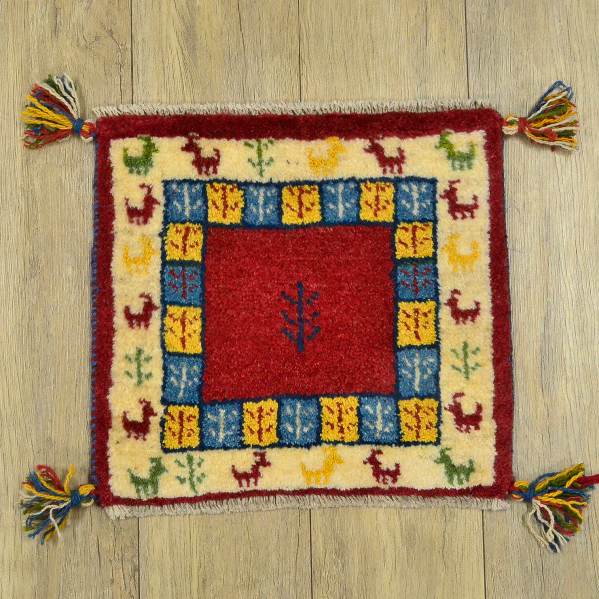 ペルシャ絨毯　ギャッベ　座布団　手織り　イラン　丸(27) ペルシャ絨毯 ギャッベ 座布団 手織り イラン 丸(27) ペルシャ絨毯