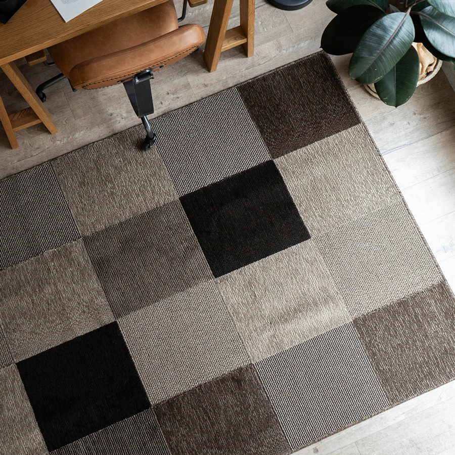 サヤンサヤン ラグ 1.5畳 用 日本製 ラグマット 130×190 ブロック柄