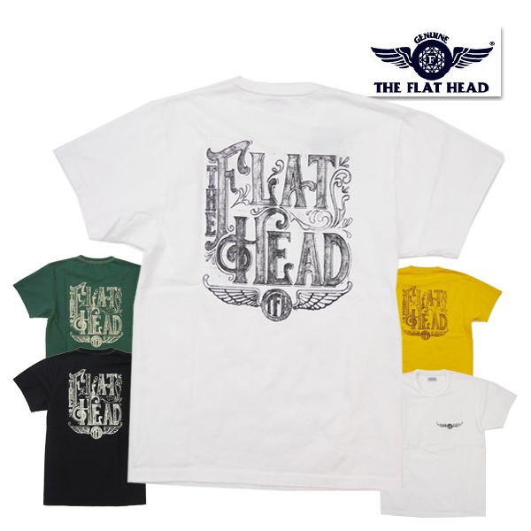 フラットヘッド THE FLAT HEAD  Tシャツ FN-THC-035 半袖 カットソー フライングホイール 丸胴 TEE 両面 プリント ロゴ アメカジ バイカー 日本製 メンズ