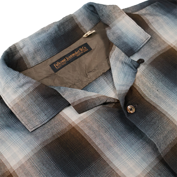 FULLCOUNT グレー ペイント加工 長袖シャツ 40（完売品・1度使用） FULLCOUNT（フルカウント） シャツ 4092 長袖 レーヨン オープンカラー