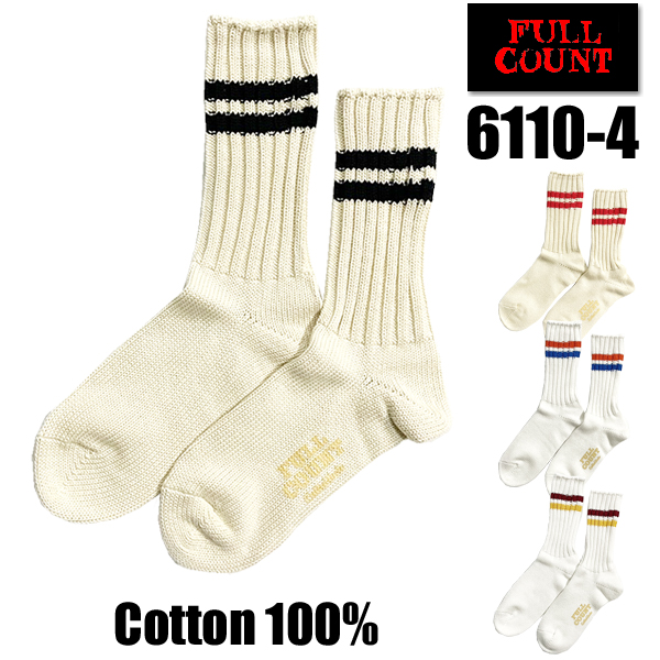 FULLCOUNT（フルカウント） リブ ソックス 6110-4 Crew Socks 靴下 綿