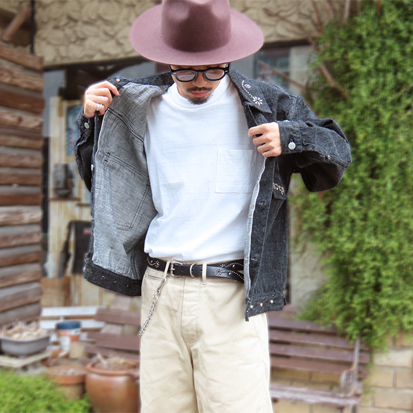 BLÆCK CYɌØ スタッズ付き カウレザー フーデットコート V系 FULLCOUNT（フルカウント） ベルト 6216HTC Flower Studs Belt by Zip