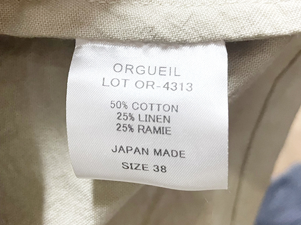 ちゅうばっか　オルゲイユ　トラベラーズジャケ Yahoo!オークション - ORGUEIL オルゲイユ Linen Jacket