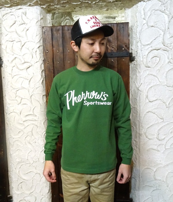 VVV　フェンロ長袖 Pherrow's フェローズ ロンT PLT1 ロゴ プリント 長袖 Tシャツ