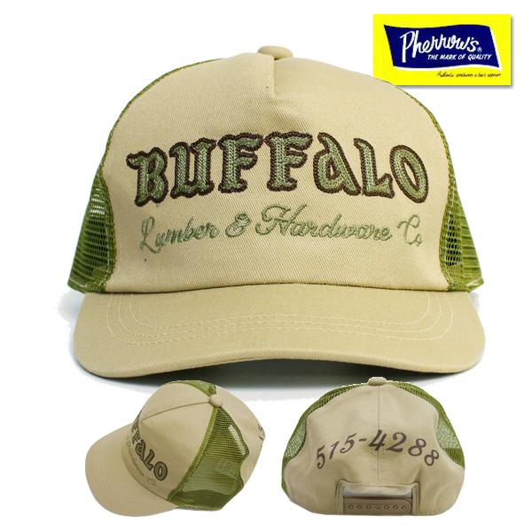 (SALE20%OFF)　フェローズ Pherrow's メッシュキャップ 22S-PMC1-S ショートブリム つば短  ベースボール 帽子 CAP ロゴ 刺繍 アメカジ 新作 メンズ｜ragtim-store｜02