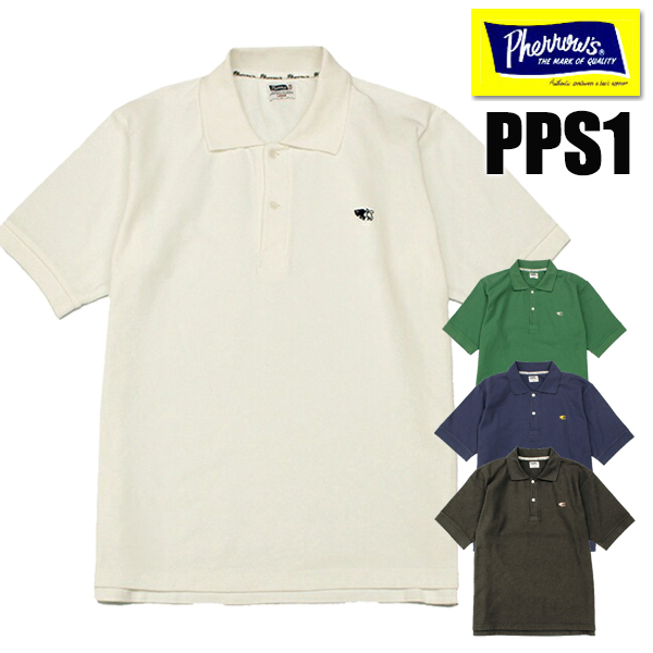 フェローズ Pherrow's ポロシャツ PPS1 半袖 コットン 鹿の子 刺繍