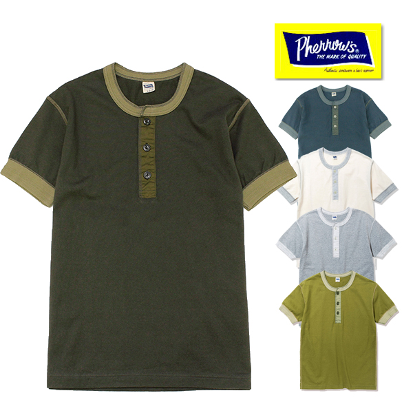 半袖シャツ　フェローズ　アメカジ Pherrow's フェローズ Tシャツ PCT2-S ヘンリー 半袖 タイト
