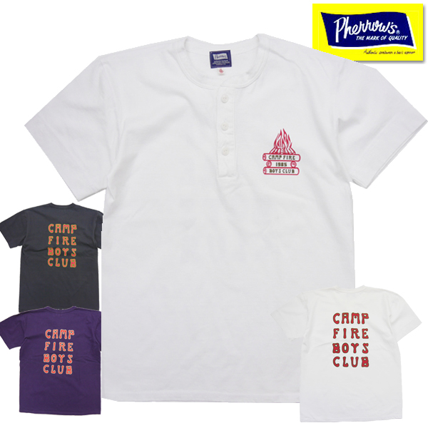 フェローズ Pherrow&apos;s Tシャツ 23S-PHNT5 CAMP FIRE ヘンリーネック カ...