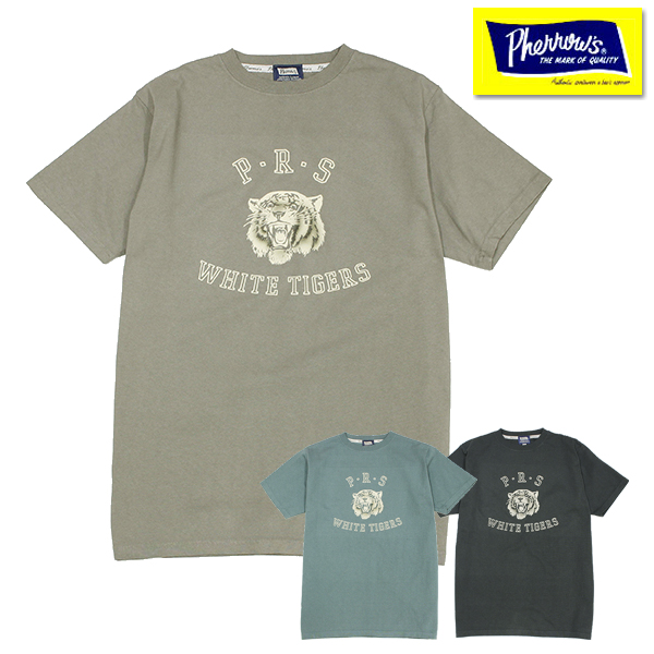 フェローズ Pherrow&apos;s Tシャツ 24S-PT13 WHITE TIGERS タイガー フロ...