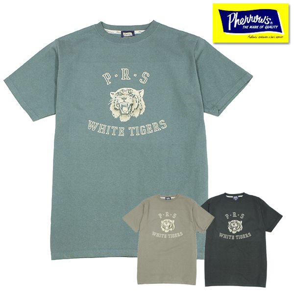 フェローズ Pherrow&apos;s Tシャツ 24S-PT13 WHITE TIGERS タイガー フロ...
