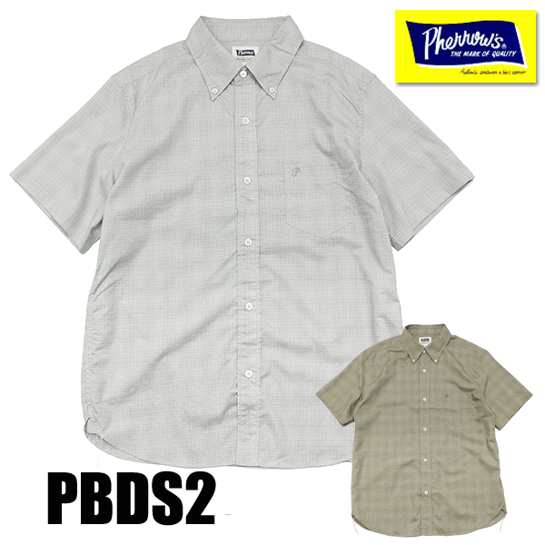 フェローズ Pherrow&apos;s ボタンダウン シャツ 24S-PBDS2 半袖 薄手 チェック 綿 ...