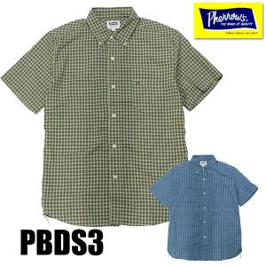 フェローズ Pherrow&apos;s ボタンダウン シャツ 24S-PBDS3 半袖 薄手 チェック ドビ...